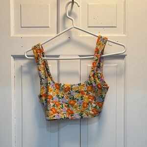 Zara Orange Floral Crop Top
